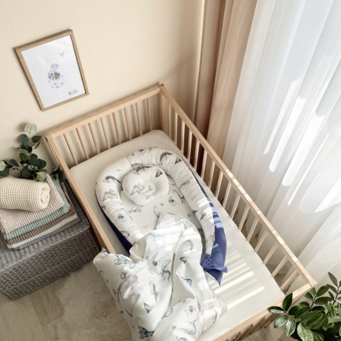 Protectie somn – Baby Nest vafe Dino albastru (7)